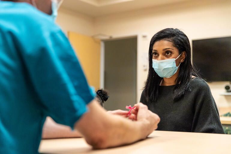 Seattle Children's Hospital woman mask image.