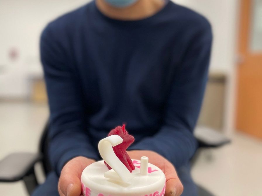 Seth D. Friedman, PhD, with a 3D printed unicorn, a gift for the patient&rsquo;s two-year-old birthday.