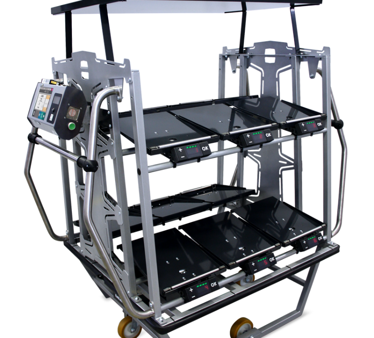 Balea trolley equipped with electronic weighing systems to load the right amount of goods during preparation of orders.

