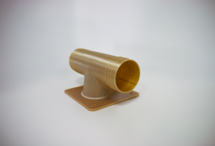Final flight-certified 3D printed ducting for air conditioners, 3D printed with Stratasys ULTEM 9085 resin on the Fortus 450mc.