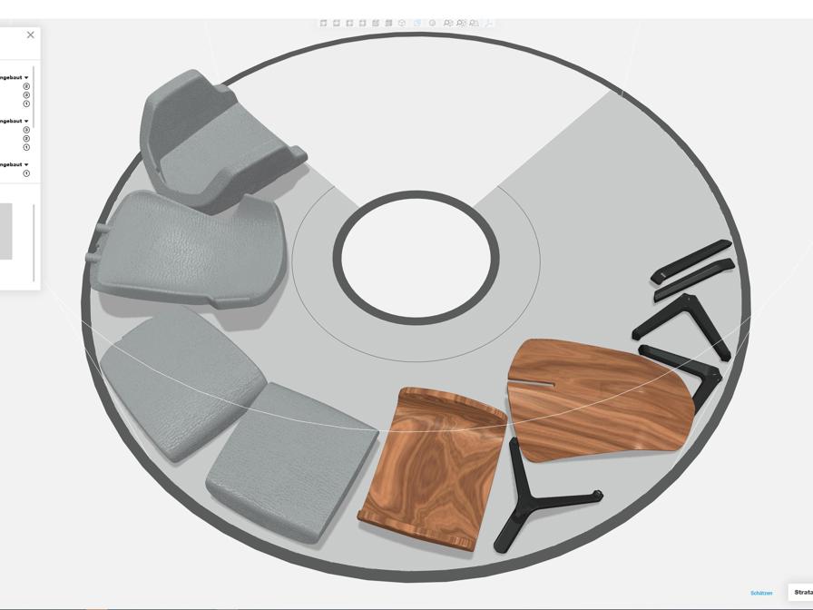 <div>Model of a chair designed by Thinkable Studio in the GrabCAD Print Software, shown on the J55&rsquo;s unique rotational printing platform.</div>