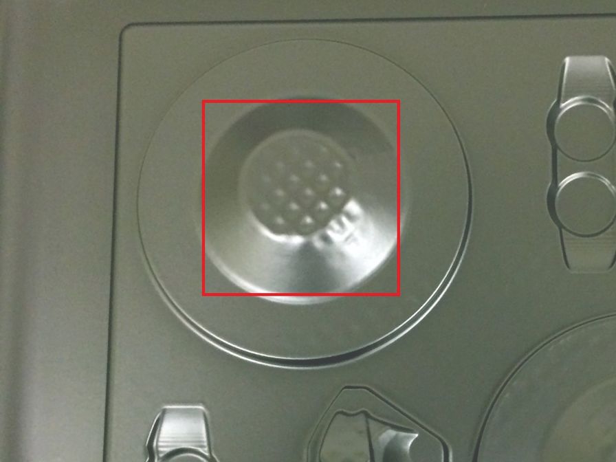 ASA tooling resulted in the cap layers sinking into the internal structure of the part, causing a “waffling” pattern on the formed part.