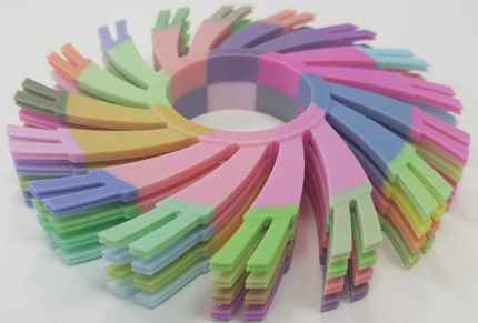 Heat sink (passive heat exchanger) model 3D printed on the J55,  with microelements represented by different colors. 