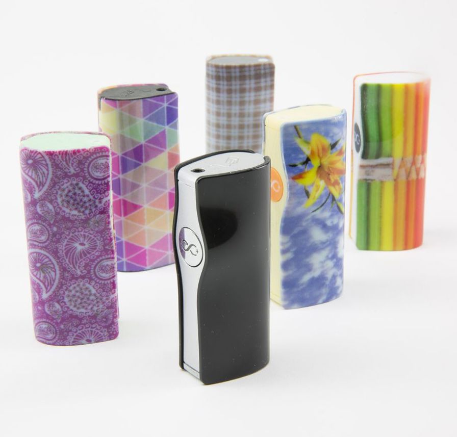 This mobile phone charger sleeve was prototyped with many image options.