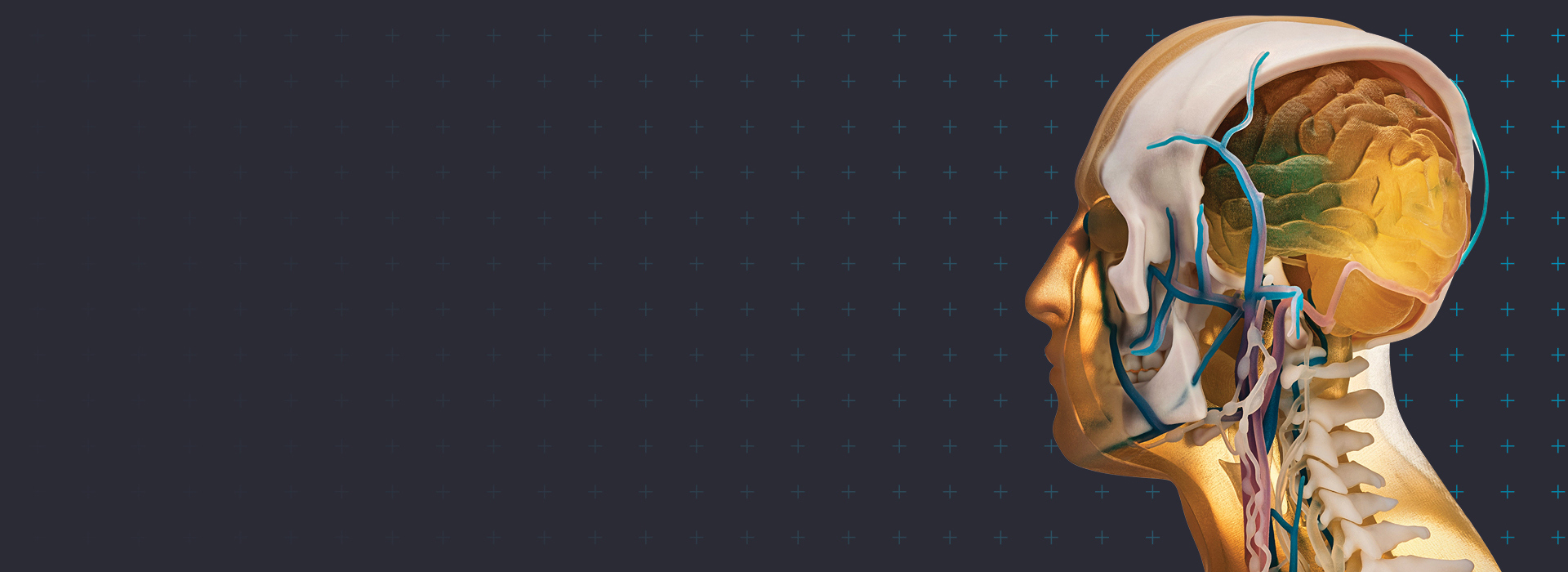 Medical industry banner with 3d printed head