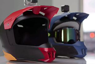 The helmet prototype was 3D printed in one build on the Stratasys F370.