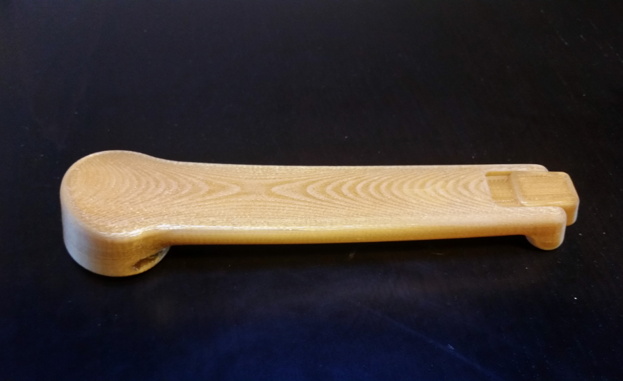 3D printed internal door handle for a helicopter, produced in ULTEM™ 9085 resin on the Stratasys F900 Production 3D printer.