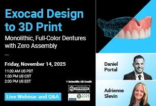 Exocad Design to 3D Print: Monolithic, Full-Color Dentures with Zero Assembly