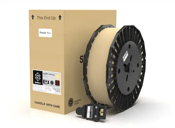 material spool with packaging