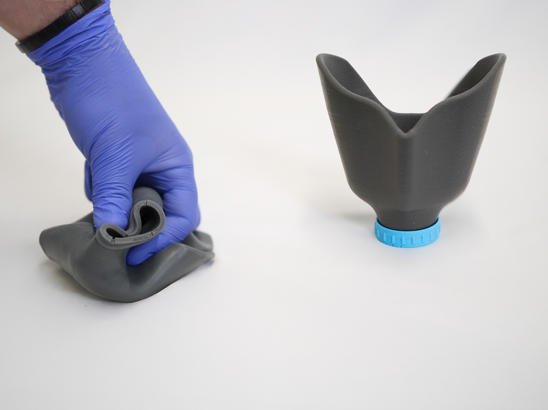 Silicone filter 3D printed using Stratasys P3 techology