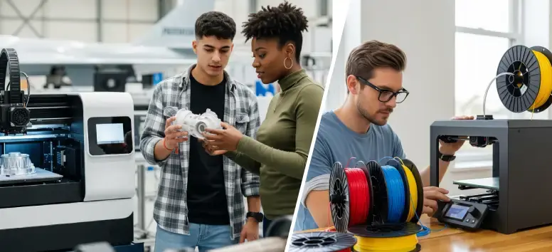 man working with 3d printed parts aerospace 3d printed parts