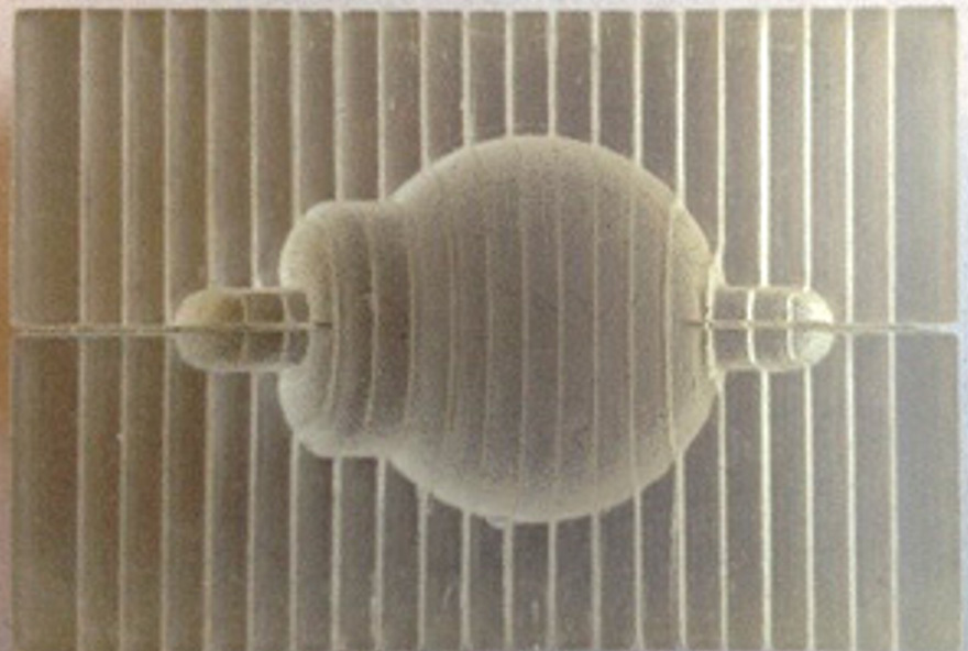3D printed sectioning block used for rodent brain dissection. The slices created by the segmentation fixture are 2 mm thick and the slots allow a 200-micron blade.