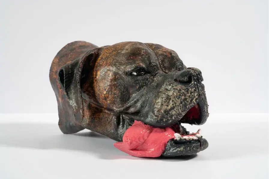 3D printed colored dog head using Stratasys Polyjet Technology