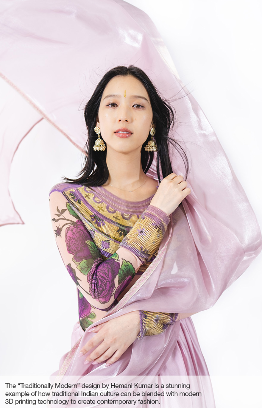 A model wearing the traditionally modern design by Hemani Kumar