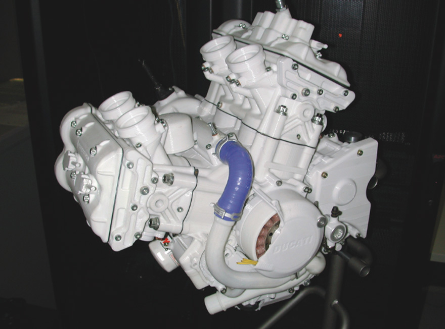 The Desmosedici’s engine was prototyped almost entirely from polycarbonate using the FDM process.