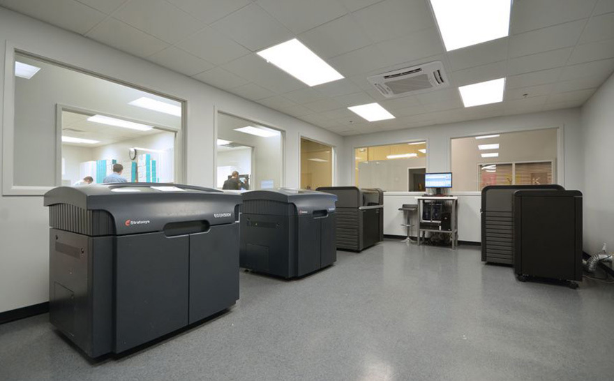 The DynaFlex's dedicated 3D Printing Center, with space for two additional J700s.