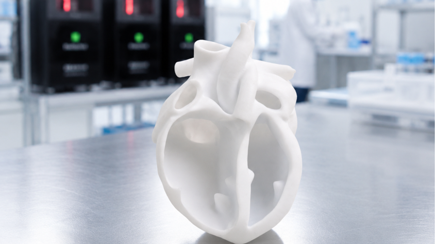 3D printed silicone heart using P3 MED Silicone 25A.